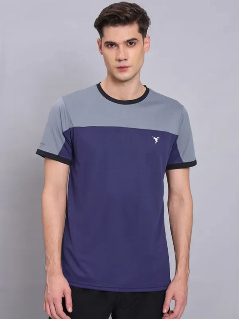 Men Colorblock Slim Fit Crew Neck T-shirt with TECHNO COOL+