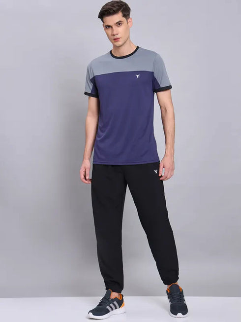 Men Colorblock Slim Fit Crew Neck T-shirt with TECHNO COOL+