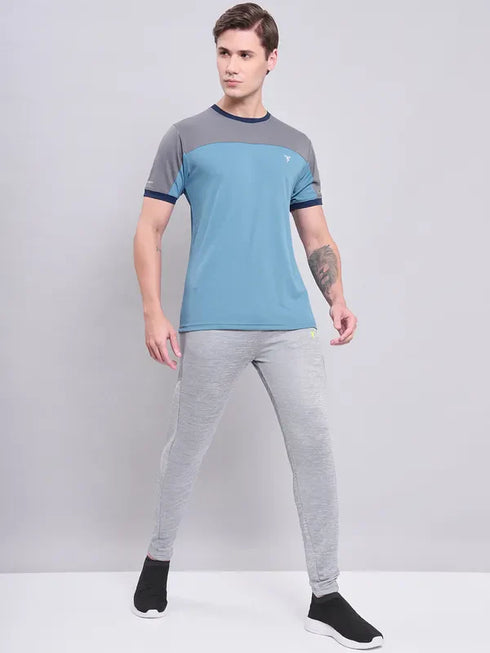 Men Colorblock Slim Fit Crew Neck T-shirt with TECHNO COOL+
