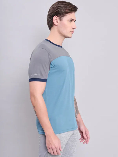 Men Colorblock Slim Fit Crew Neck T-shirt with TECHNO COOL+