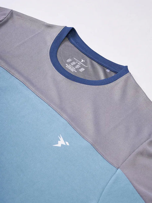 Men Colorblock Slim Fit Crew Neck T-shirt with TECHNO COOL+