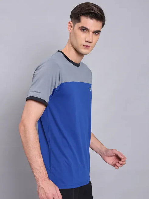 Men Colorblock Slim Fit Crew Neck T-shirt with TECHNO COOL+