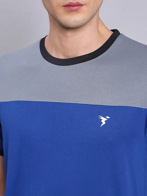 Men Colorblock Slim Fit Crew Neck T-shirt with TECHNO COOL+