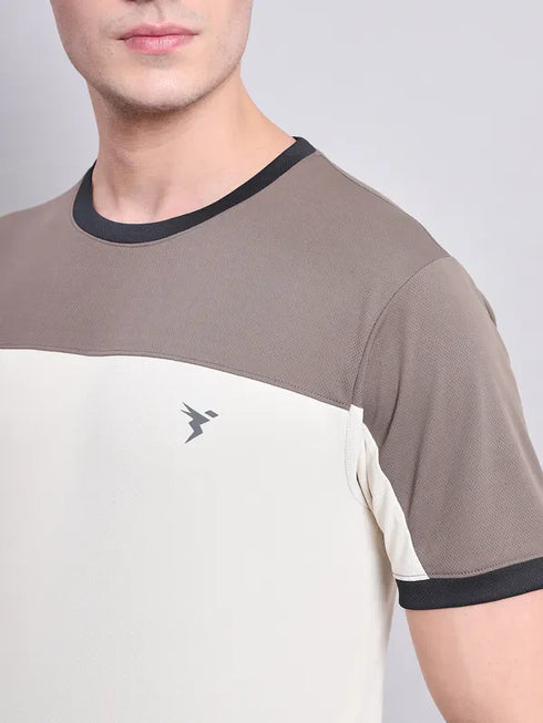 Men Colorblock Slim Fit Crew Neck T-shirt with TECHNO COOL+