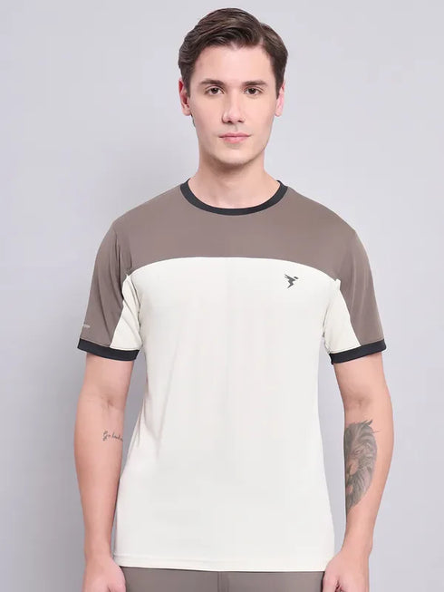 Men Colorblock Slim Fit Crew Neck T-shirt with TECHNO COOL+