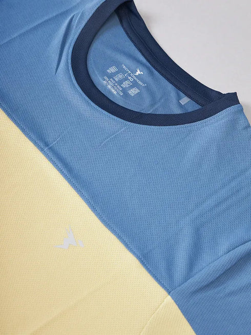 Men Colorblock Slim Fit Crew Neck T-shirt with TECHNO COOL+