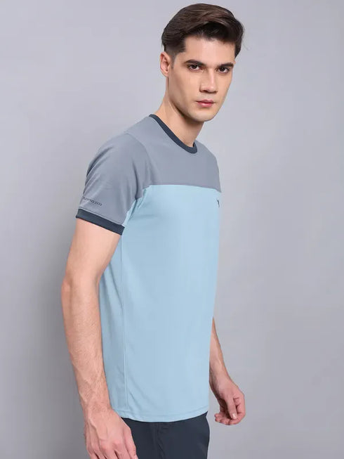 Men Colorblock Slim Fit Crew Neck T-shirt with TECHNO COOL+