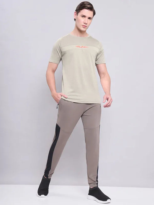 Men Melange Slim Fit Crew Neck T-shirt with TECHNO COOL+