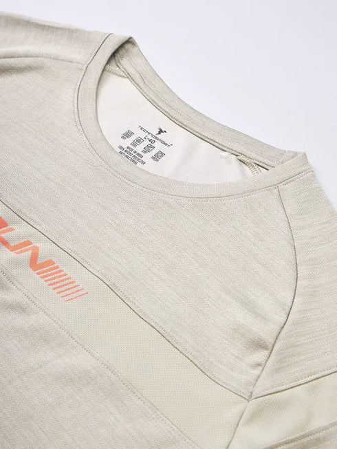 Men Melange Slim Fit Crew Neck T-shirt with TECHNO COOL+