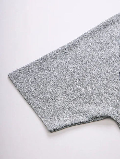 Men Melange Slim Fit Crew Neck T-shirt with TECHNO COOL+