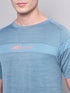 Men Melange Slim Fit Crew Neck T-shirt with TECHNO COOL+