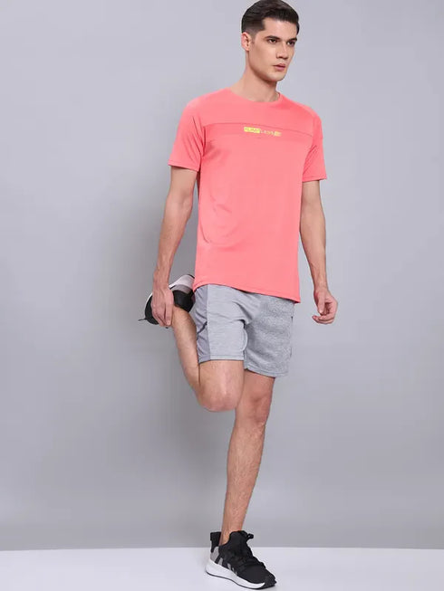 Men Melange Slim Fit Crew Neck T-shirt with TECHNO COOL+