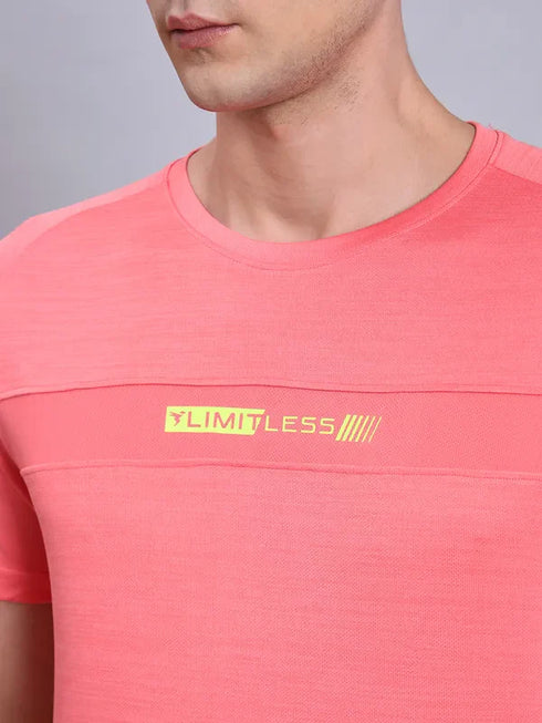 Men Melange Slim Fit Crew Neck T-shirt with TECHNO COOL+