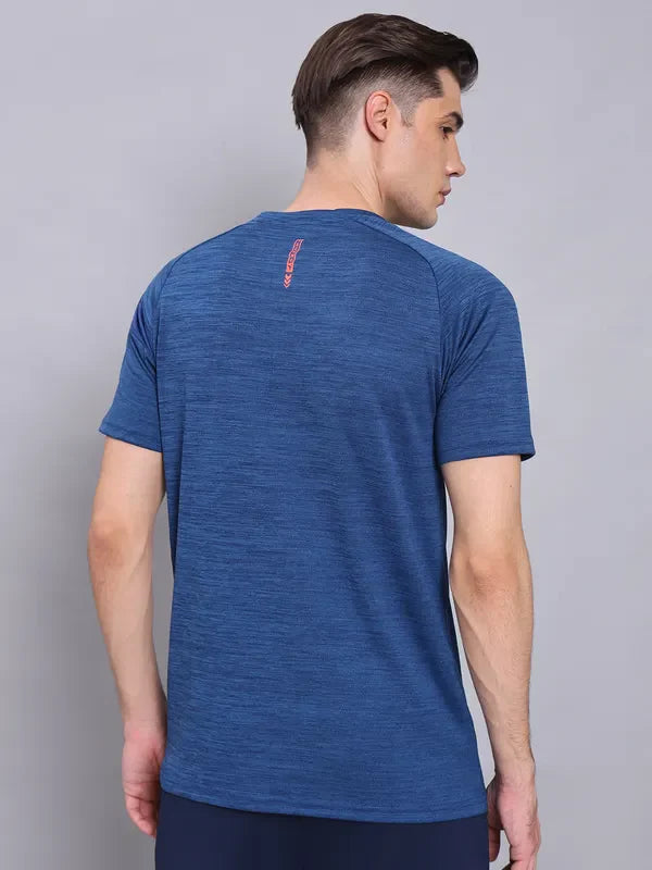 Men Melange Slim Fit Crew Neck T-shirt with TECHNO COOL+