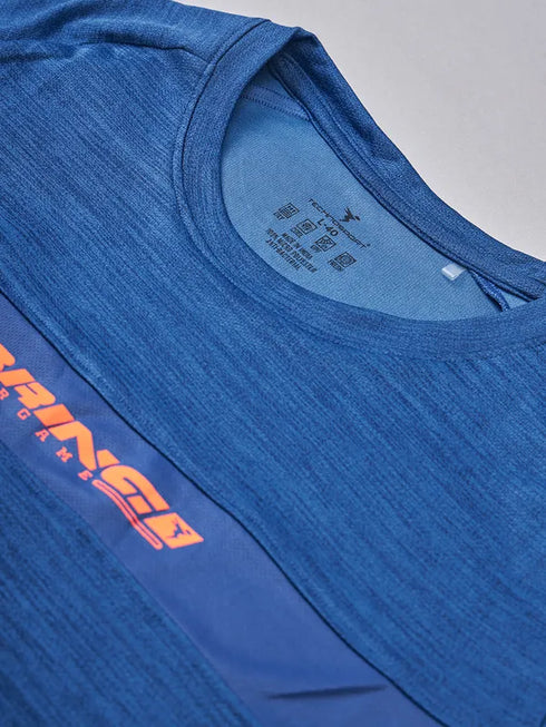 Men Melange Slim Fit Crew Neck T-shirt with TECHNO COOL+