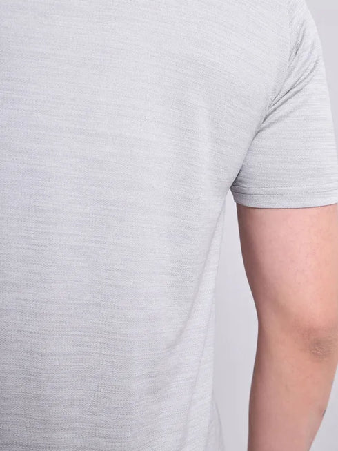 Men Melange Slim Fit Crew Neck T-shirt with TECHNO COOL+
