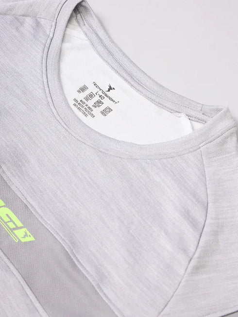 Men Melange Slim Fit Crew Neck T-shirt with TECHNO COOL+