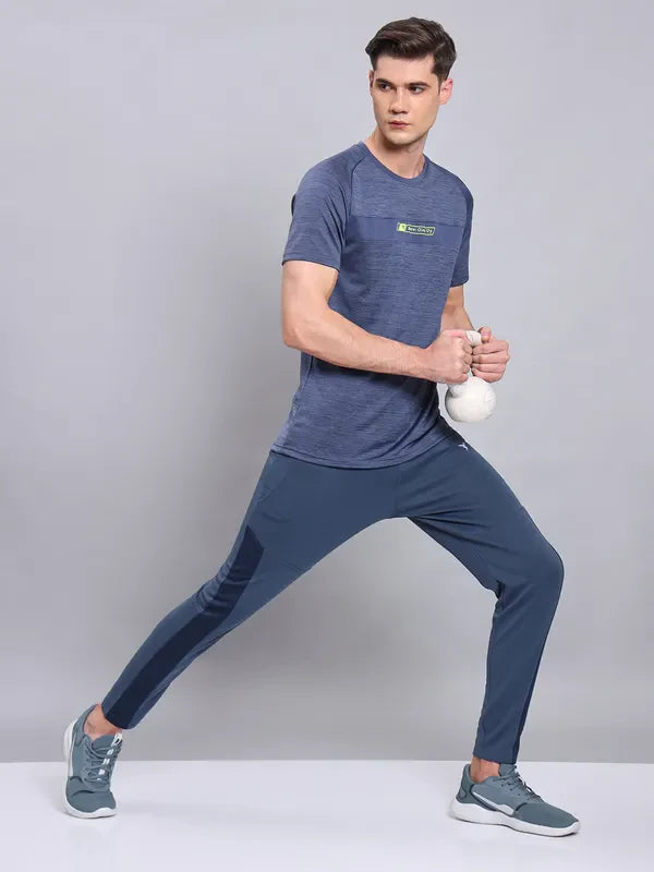 Men Melange Slim Fit Crew Neck T-shirt with TECHNO COOL+