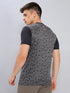 Men Self Design Slim Fit Crew Neck T-shirt with DOUBLE COOL