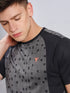 Men Self Design Slim Fit Crew Neck T-shirt with DOUBLE COOL