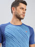 Men Self Design Slim Fit Crew Neck T-shirt with DOUBLE COOL