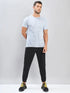 Men Self Design Slim Fit Crew Neck T-shirt with DOUBLE COOL