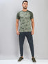 Men Self Design Slim Fit Crew Neck T-shirt with DOUBLE COOL