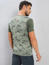 Men Self Design Slim Fit Crew Neck T-shirt with DOUBLE COOL