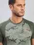 Men Self Design Slim Fit Crew Neck T-shirt with DOUBLE COOL