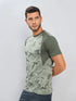 Men Self Design Slim Fit Crew Neck T-shirt with DOUBLE COOL