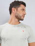 Men Self Design Slim Fit Crew Neck T-shirt with DOUBLE COOL
