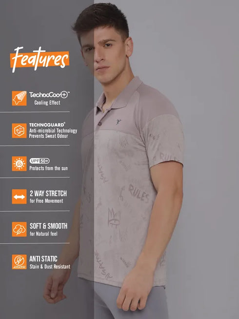 Men Jacquard Slim Fit Polo T-shirt with TECHNO COOL+