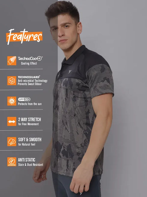Men Jacquard Slim Fit Polo T-shirt with TECHNO COOL+
