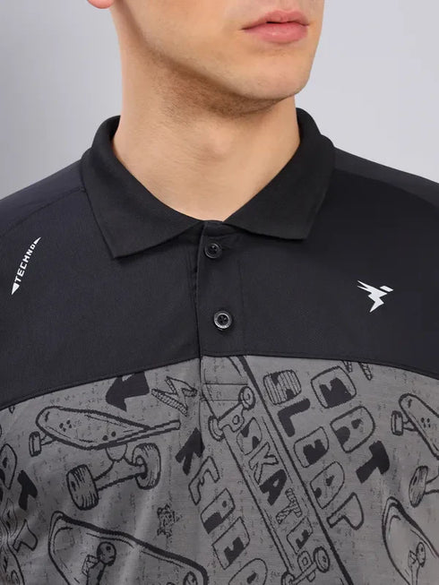 Men Jacquard Slim Fit Polo T-shirt with TECHNO COOL+