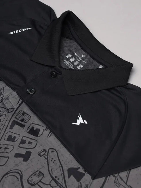 Men Jacquard Slim Fit Polo T-shirt with TECHNO COOL+