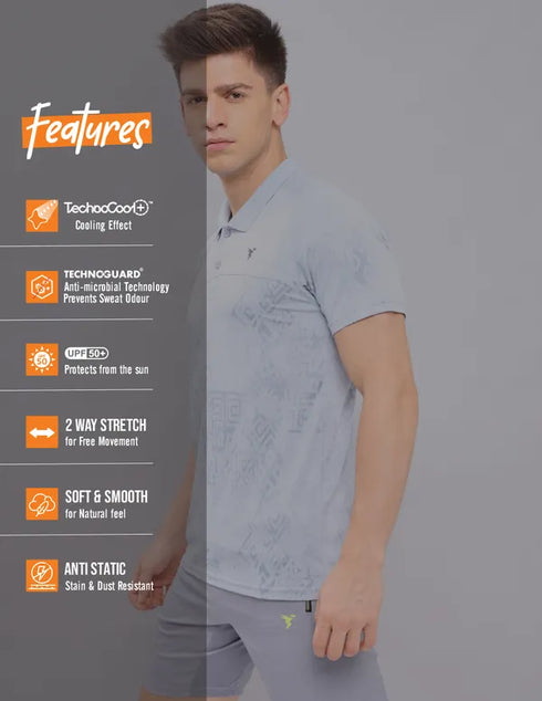 Men Jacquard Slim Fit Polo T-shirt with TECHNO COOL+