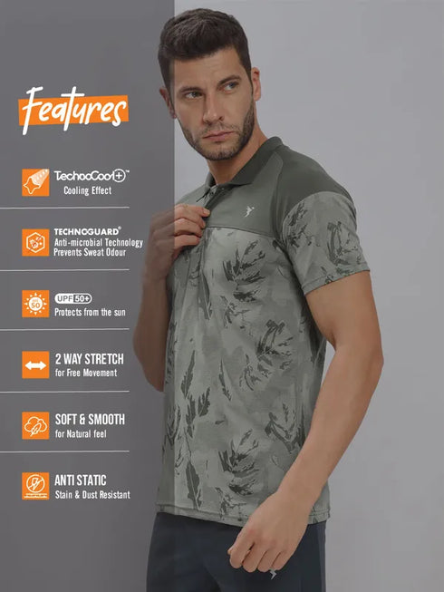 Men Jacquard Slim Fit Polo T-shirt with TECHNO COOL+
