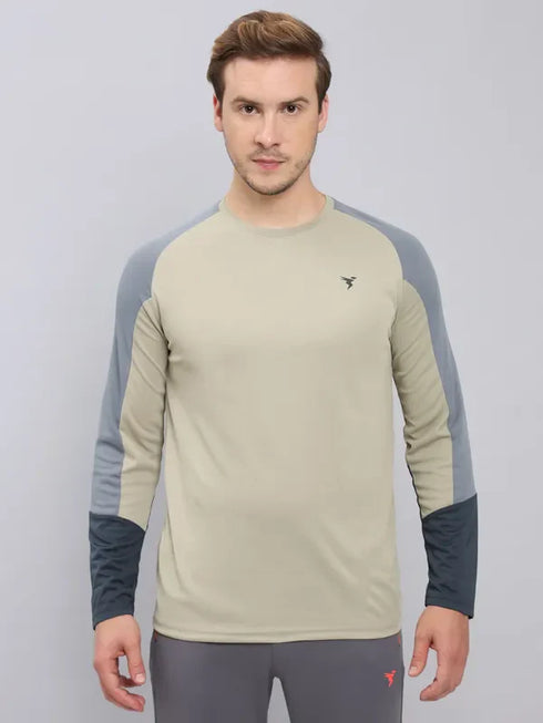 Men Colorblock Slim Fit Crew Neck T-shirt with TECHNO COOL+