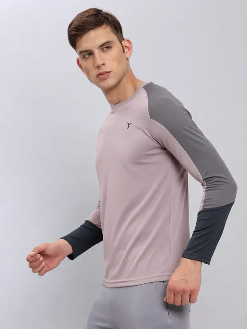 Men Colorblock Slim Fit Crew Neck T-shirt with TECHNO COOL+