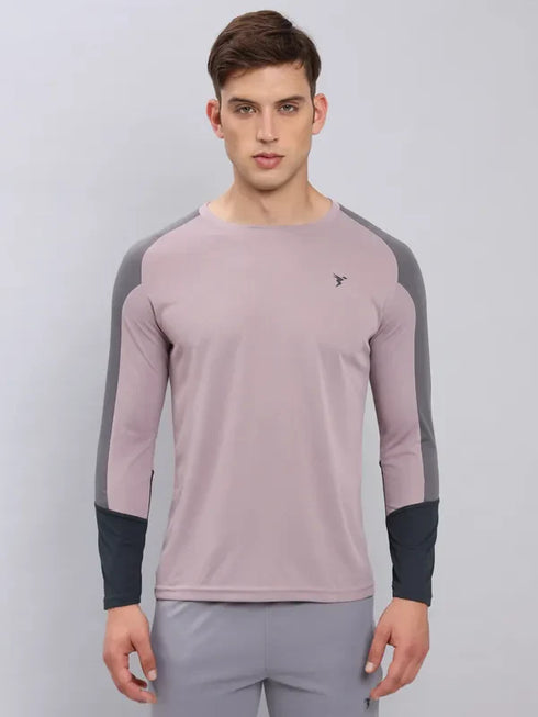 Men Colorblock Slim Fit Crew Neck T-shirt with TECHNO COOL+