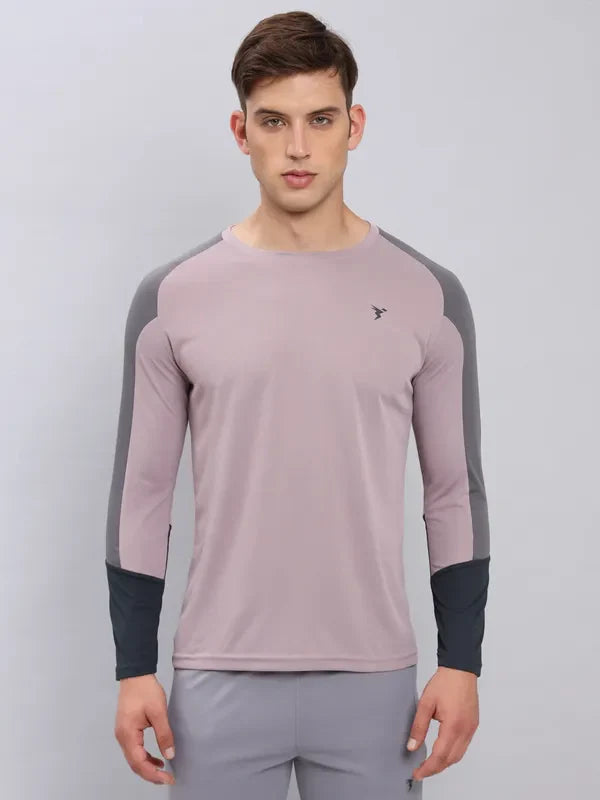 Men Colorblock Slim Fit Crew Neck T-shirt with TECHNO COOL+