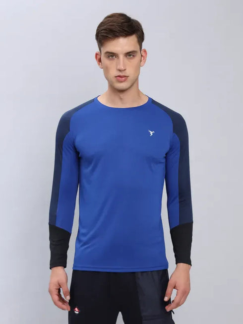 Men Colorblock Slim Fit Crew Neck T-shirt with TECHNO COOL+