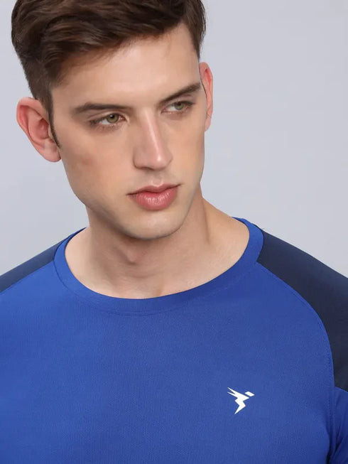 Men Colorblock Slim Fit Crew Neck T-shirt with TECHNO COOL+