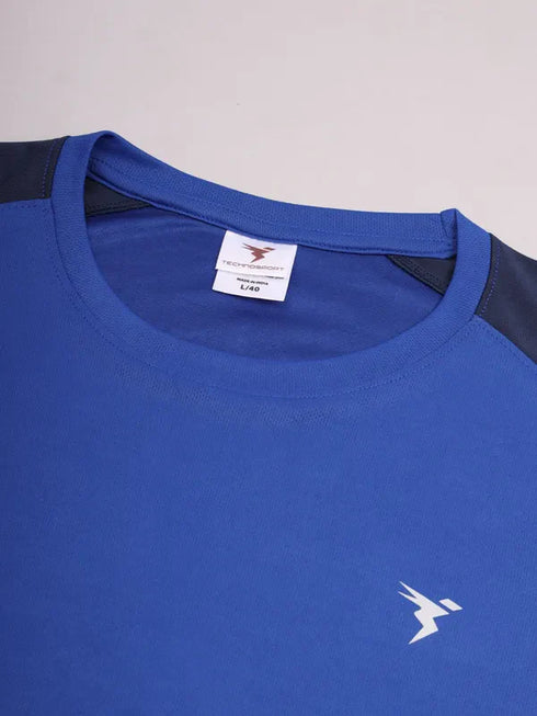 Men Colorblock Slim Fit Crew Neck T-shirt with TECHNO COOL+
