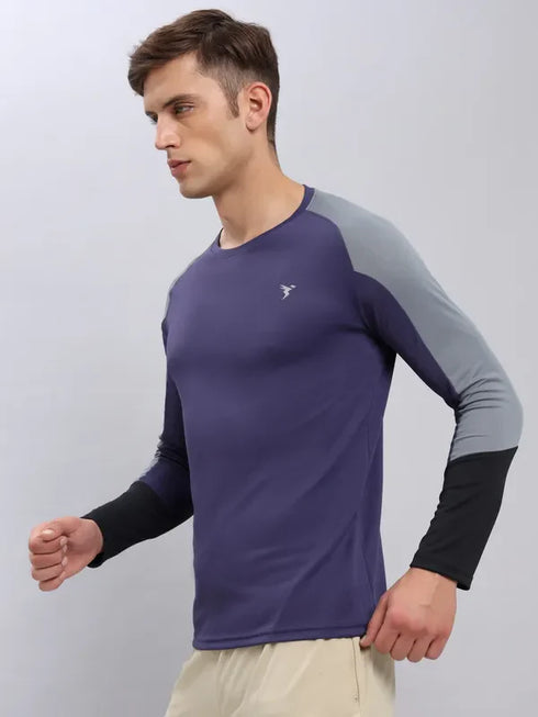 Men Colorblock Slim Fit Crew Neck T-shirt with TECHNO COOL+
