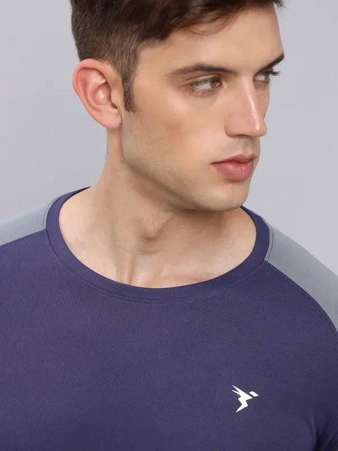 Men Colorblock Slim Fit Crew Neck T-shirt with TECHNO COOL+