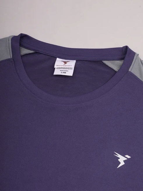 Men Colorblock Slim Fit Crew Neck T-shirt with TECHNO COOL+