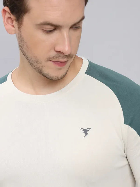 Men Colorblock Slim Fit Crew Neck T-shirt with TECHNO COOL+