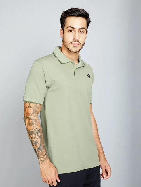 Men Solid Slim Fit Polo T-shirt with TECHNO COOL+