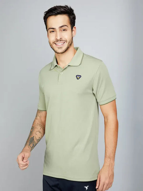 Men Solid Slim Fit Polo T-shirt with TECHNO COOL+